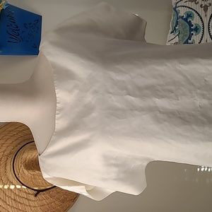 Zara Women's Medium Cream Linen Loose Shift Dress with Pockets